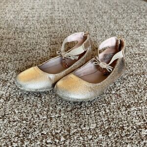 Michael Kors Kids Girls Gold Ballet Slipper Shoes size 9